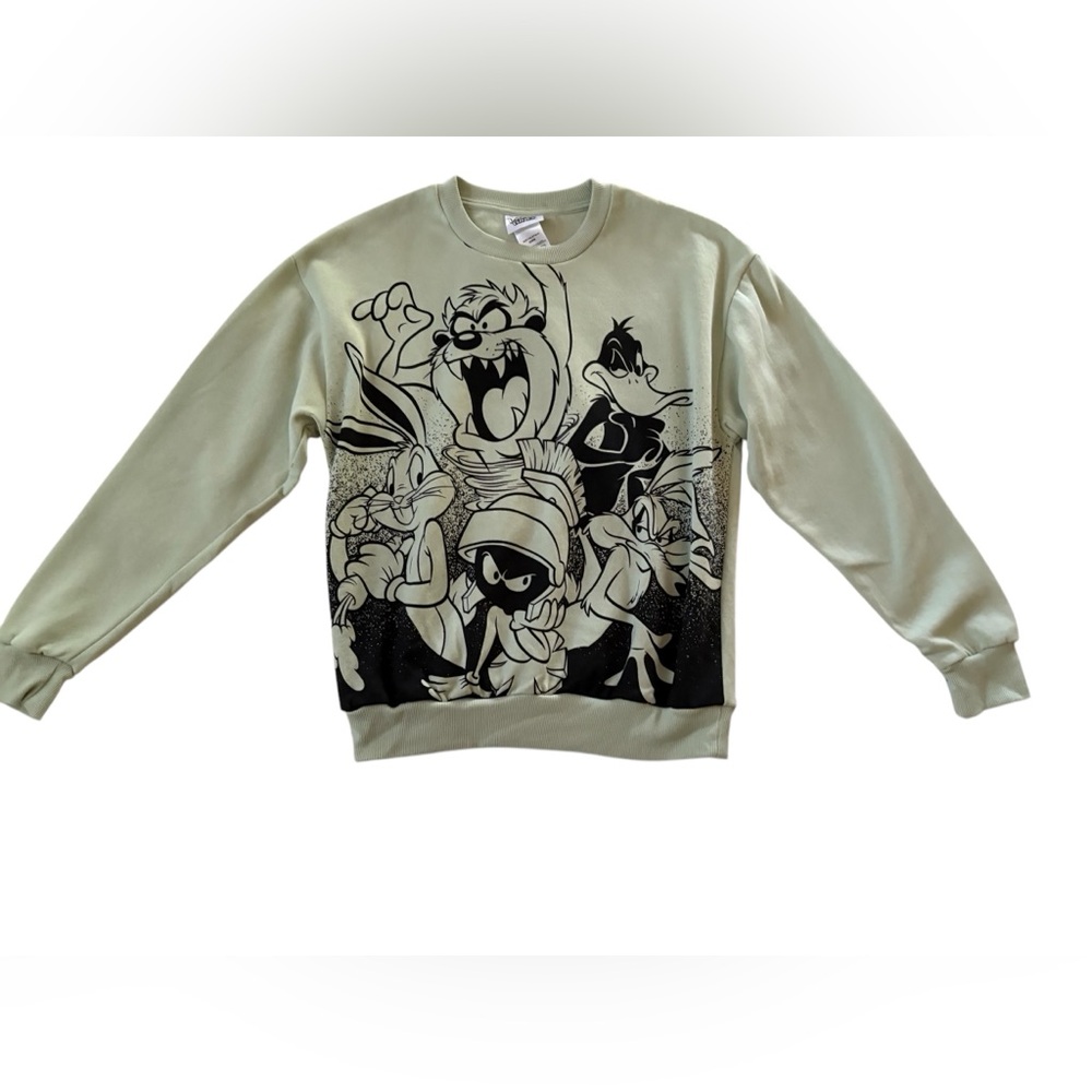 Looney Tunes Juniors Green Sweatshirt Sz M NWT